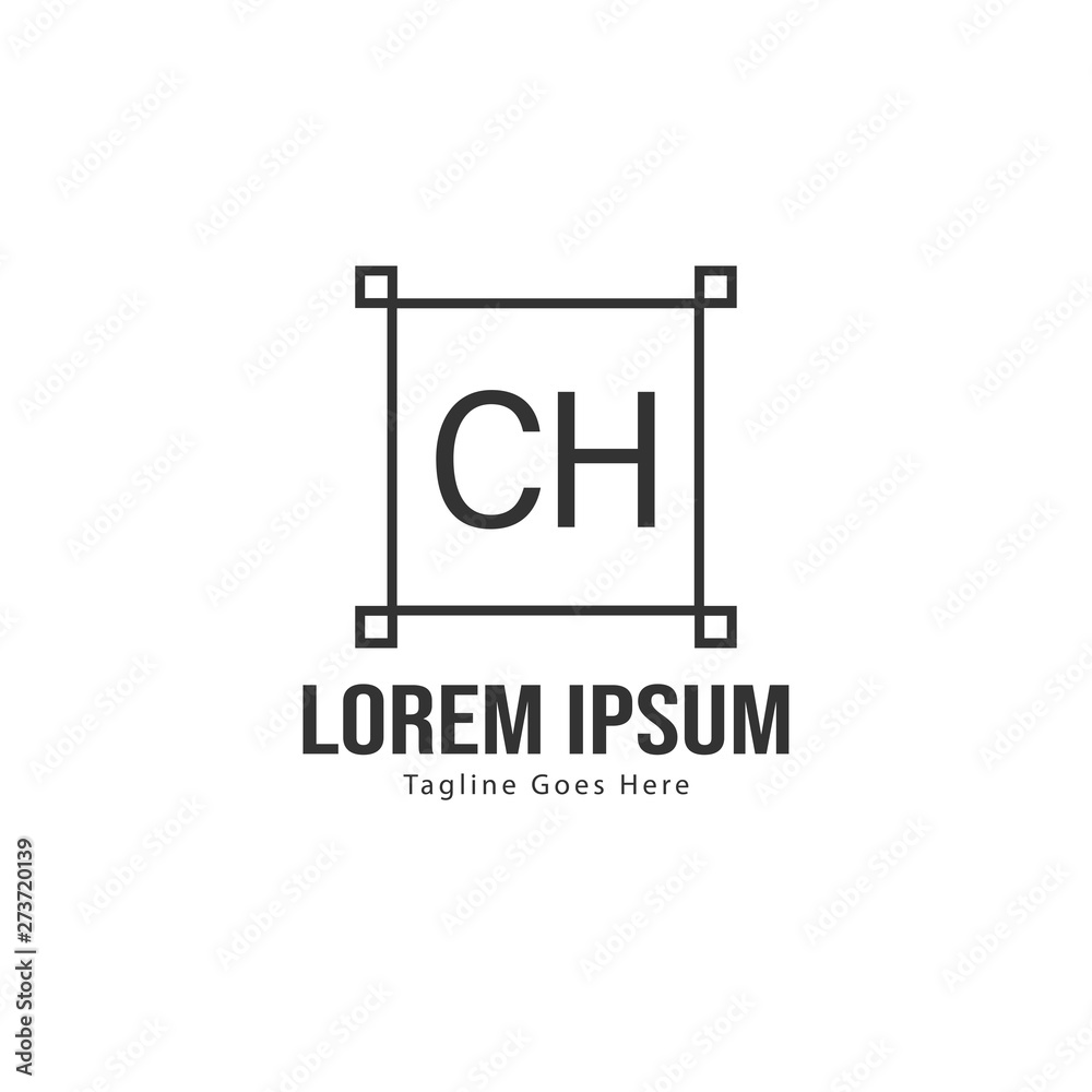 Initial CH logo template with modern frame. Minimalist CH letter logo vector illustration