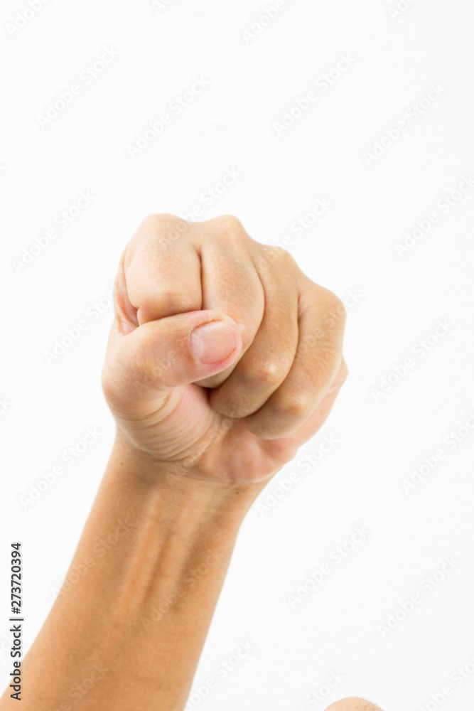 Close-up of a woman's hand and finger on white background Close-up of a woman's hand and finger on white background