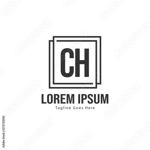 Initial CH logo template with modern frame. Minimalist CH letter logo vector illustration