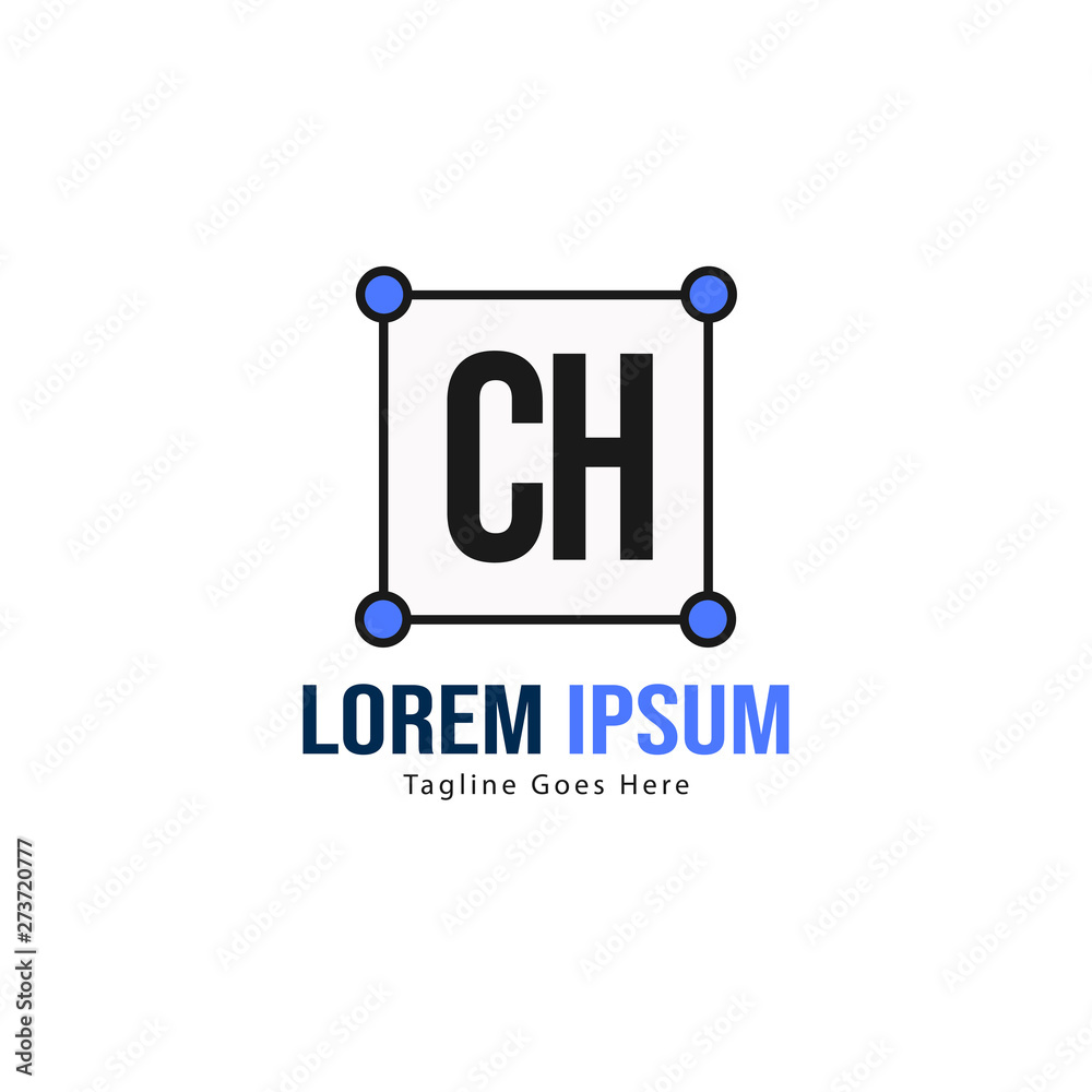 Initial CH logo template with modern frame. Minimalist CH letter logo vector illustration Initial CH logo template with modern frame. Minimalist CH letter logo vector illustration