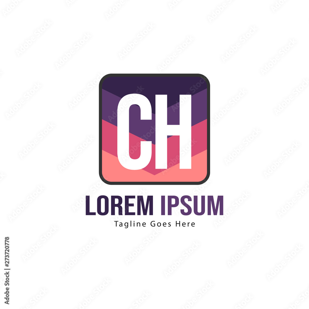 Initial CH logo template with modern frame. Minimalist CH letter logo vector illustration Initial CH logo template with modern frame. Minimalist CH letter logo vector illustration