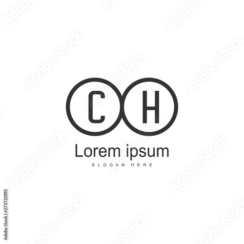 Initial CH logo template with modern frame. Minimalist CH letter logo vector illustration