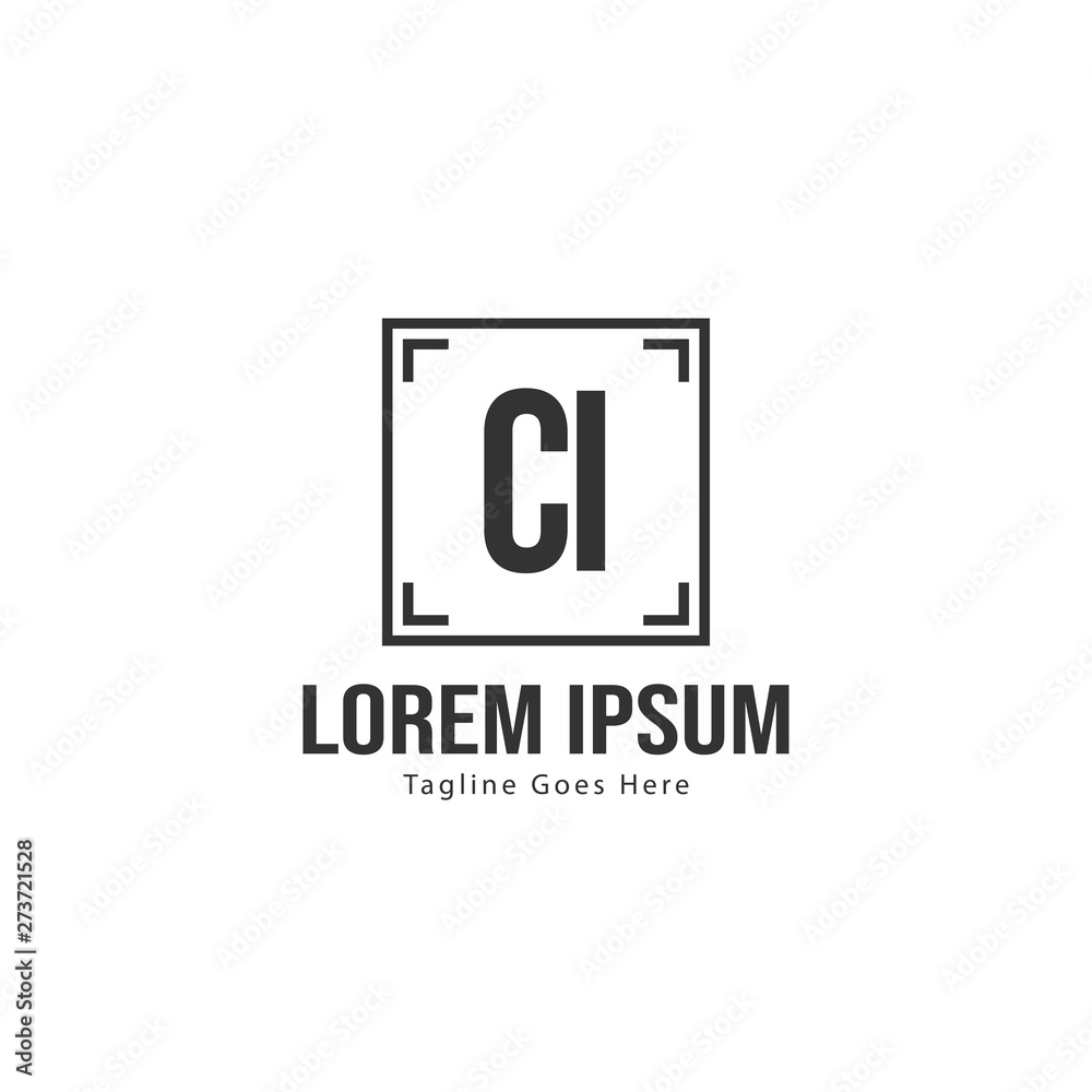 Initial CI logo template with modern frame. Minimalist CI letter logo vector illustration