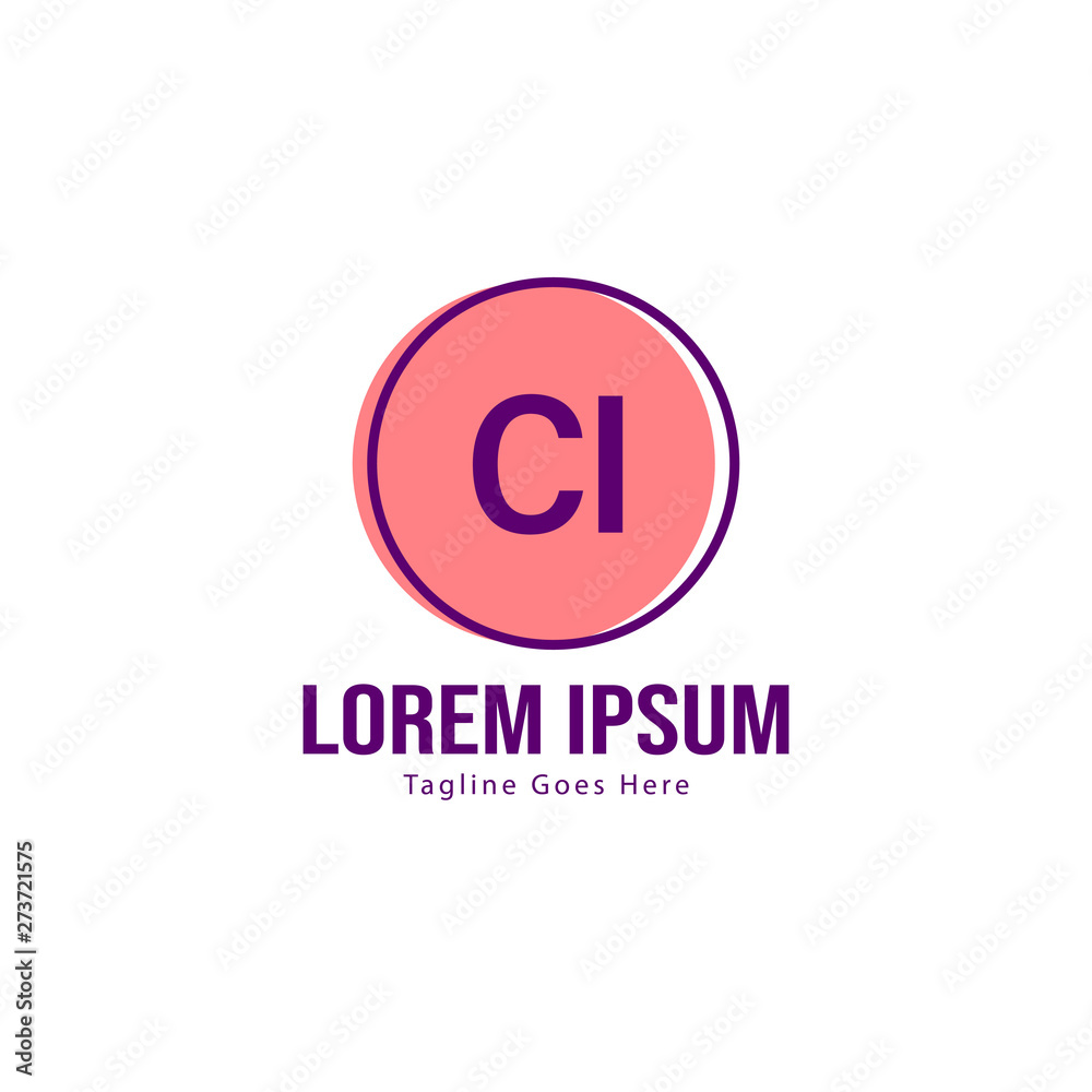 Initial CI logo template with modern frame. Minimalist CI letter logo vector illustration Initial CI logo template with modern frame. Minimalist CI letter logo vector illustration