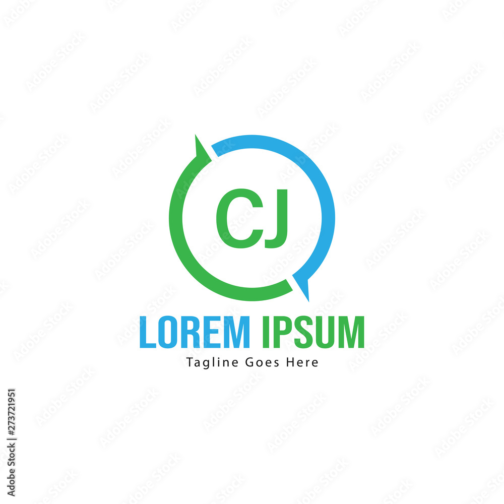 Initial CJ logo template with modern frame. Minimalist CJ letter logo vector illustration Initial CJ logo template with modern frame. Minimalist CJ letter logo vector illustration