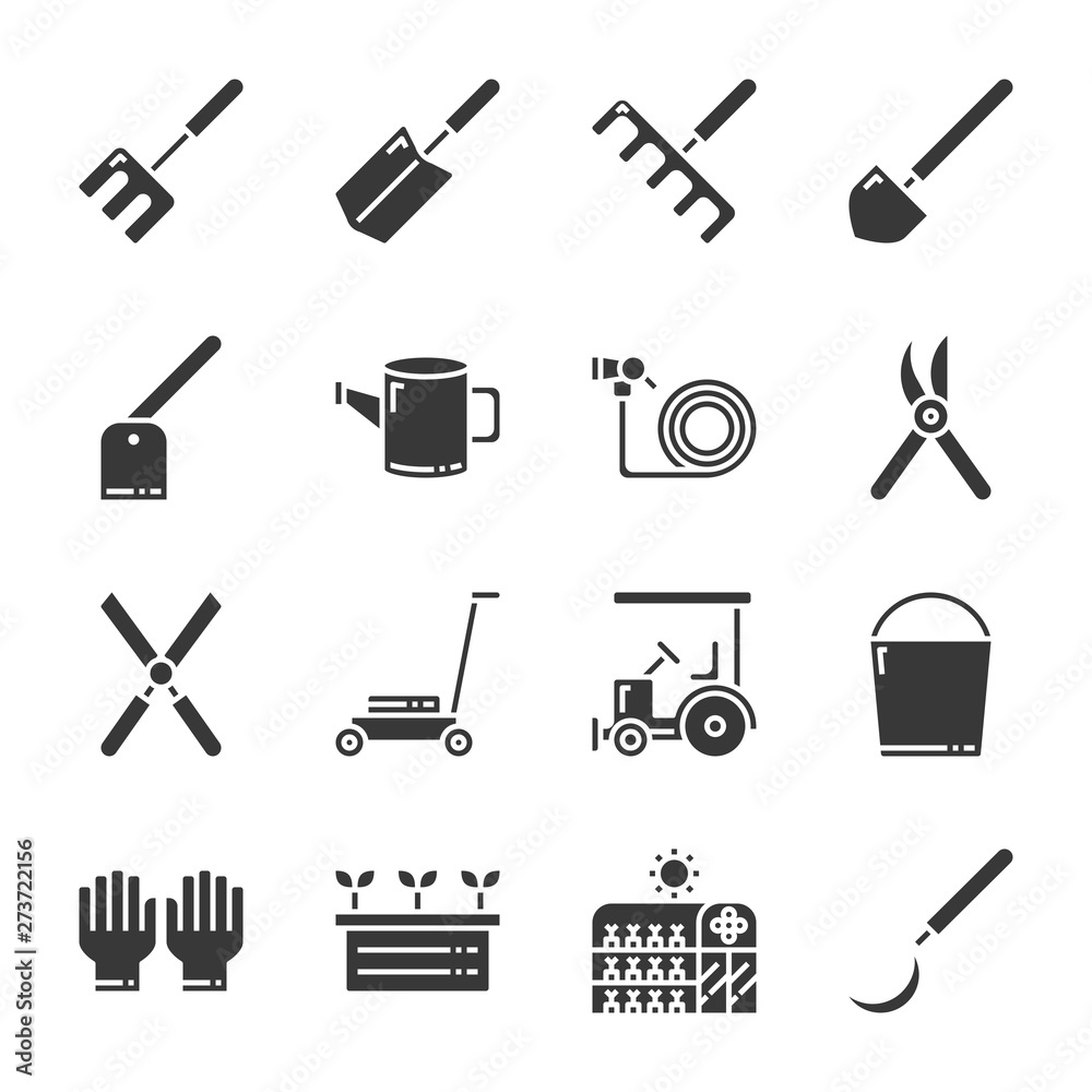 Obraz premium Gardening icon set.Vector illustration