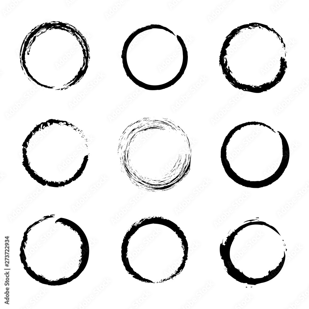 Set of black grunge circle for design Set of black grunge circle for design