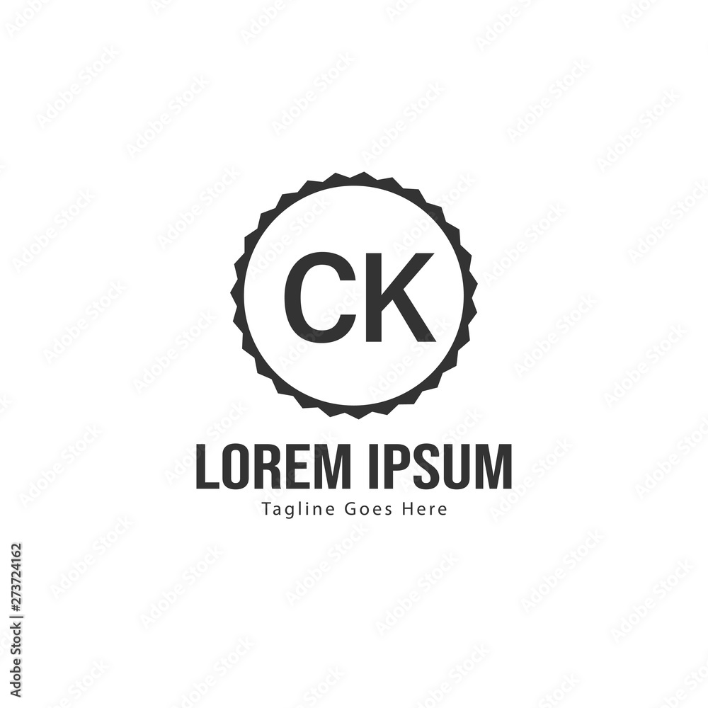 Initial CK logo template with modern frame. Minimalist CK letter logo vector illustration Initial CK logo template with modern frame. Minimalist CK letter logo vector illustration
