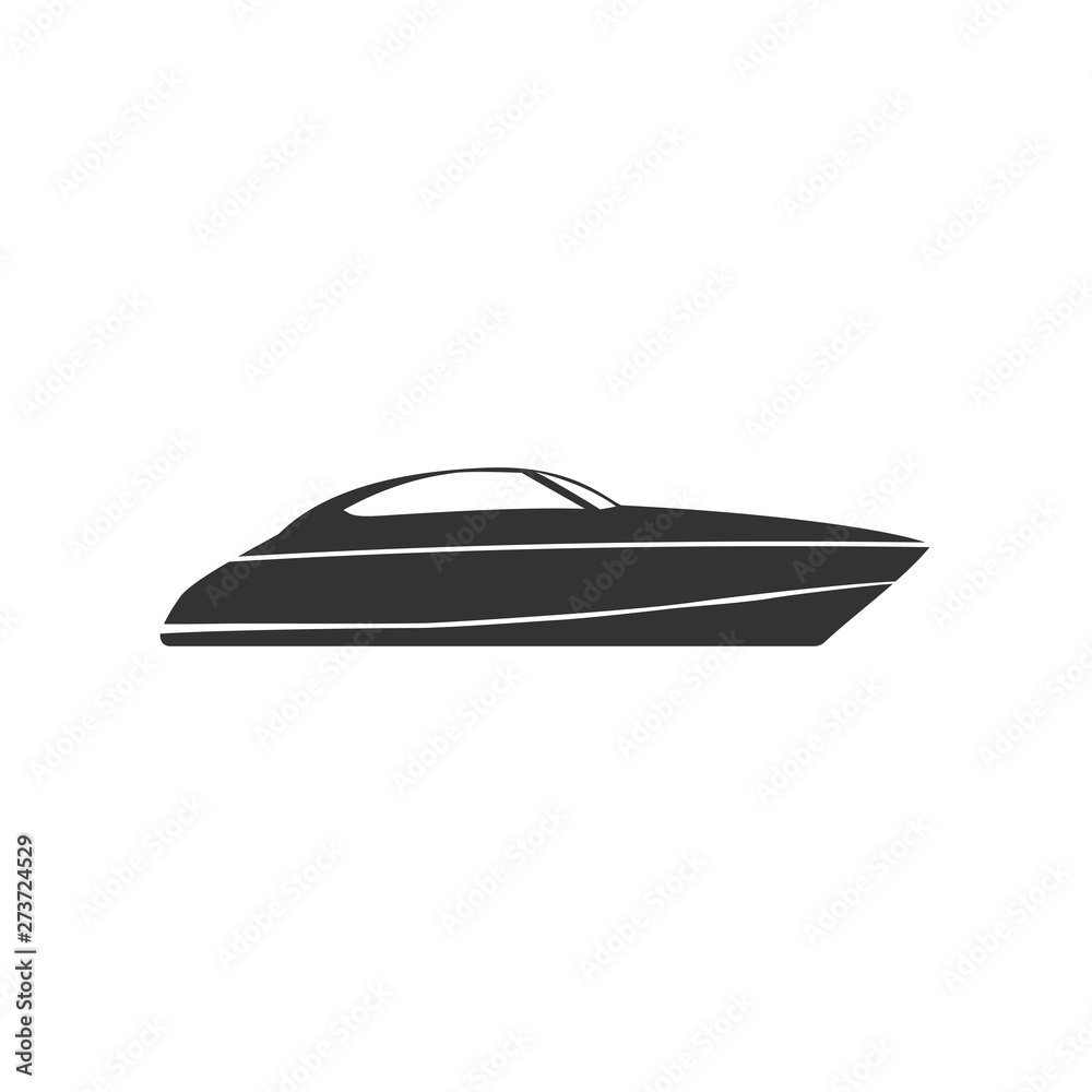 Motor boat icon in simple design. Vector illustration Motor boat icon in simple design. Vector illustration
