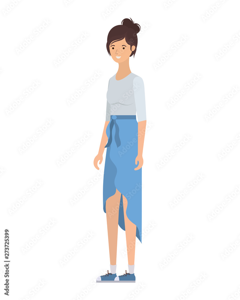 Fototapeta premium young woman in white background avatar character