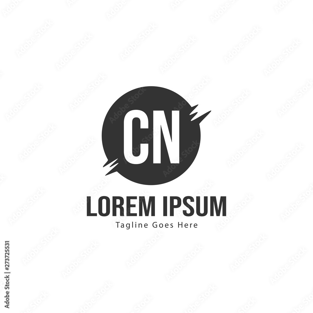 Initial CN logo template with modern frame. Minimalist CN letter logo vector illustration Initial CN logo template with modern frame. Minimalist CN letter logo vector illustration