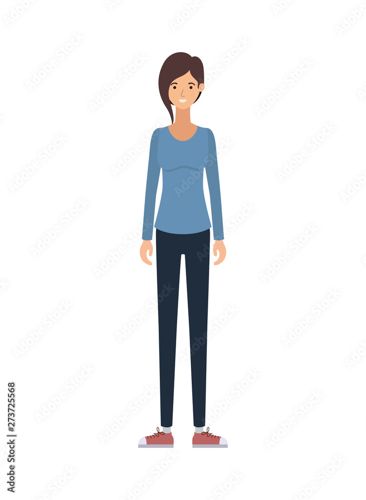 young woman in white background avatar character young woman in white background avatar character