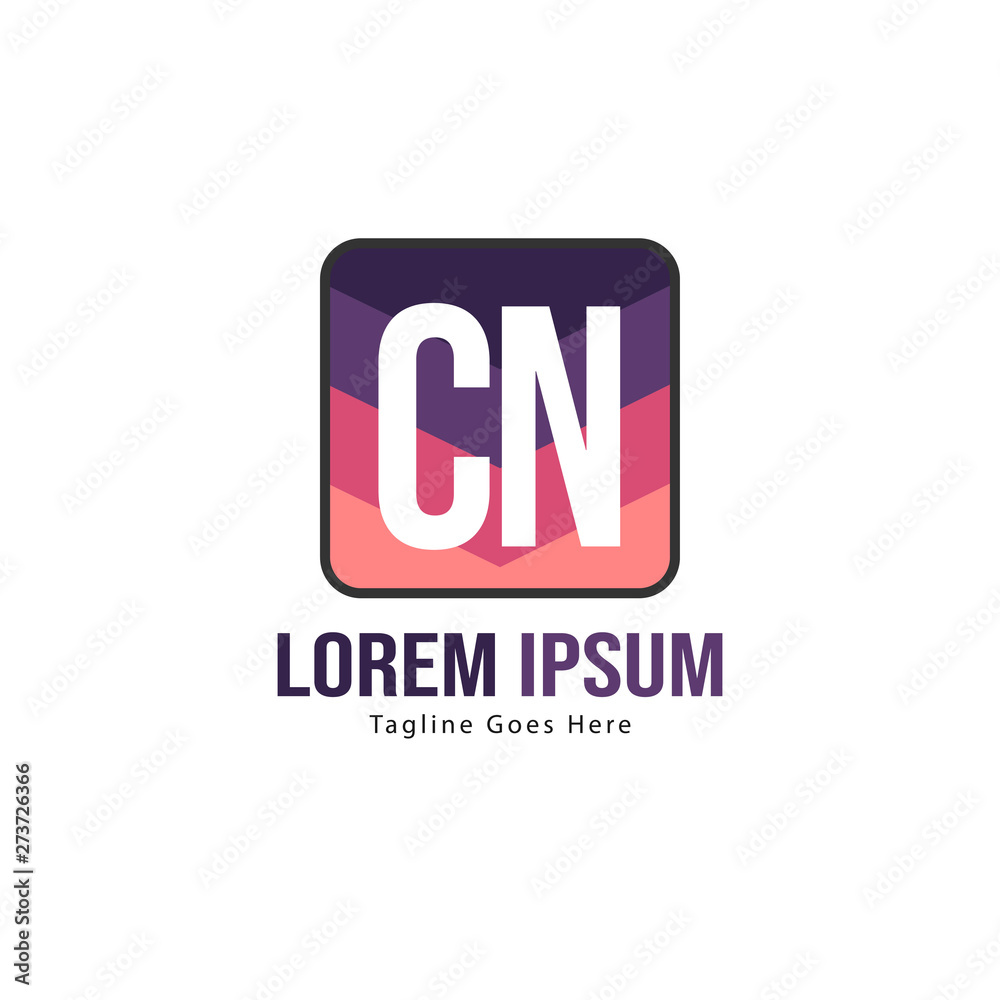 Initial CN logo template with modern frame. Minimalist CN letter logo vector illustration Initial CN logo template with modern frame. Minimalist CN letter logo vector illustration