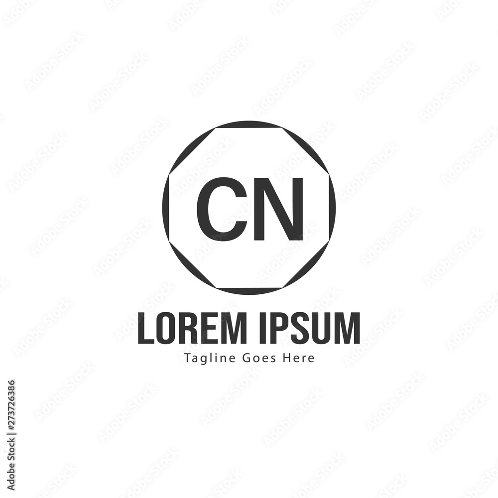Initial CN logo template with modern frame. Minimalist CN letter logo vector illustration Initial CN logo template with modern frame. Minimalist CN letter logo vector illustration