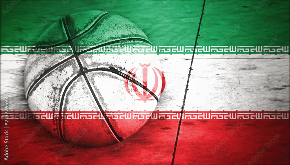 Flag of Iran and basketball ball. Flag of Iran and basketball ball.