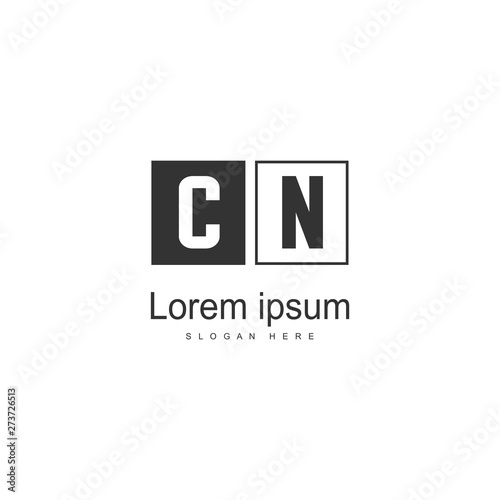 Initial CN logo template with modern frame. Minimalist CN letter logo vector illustration