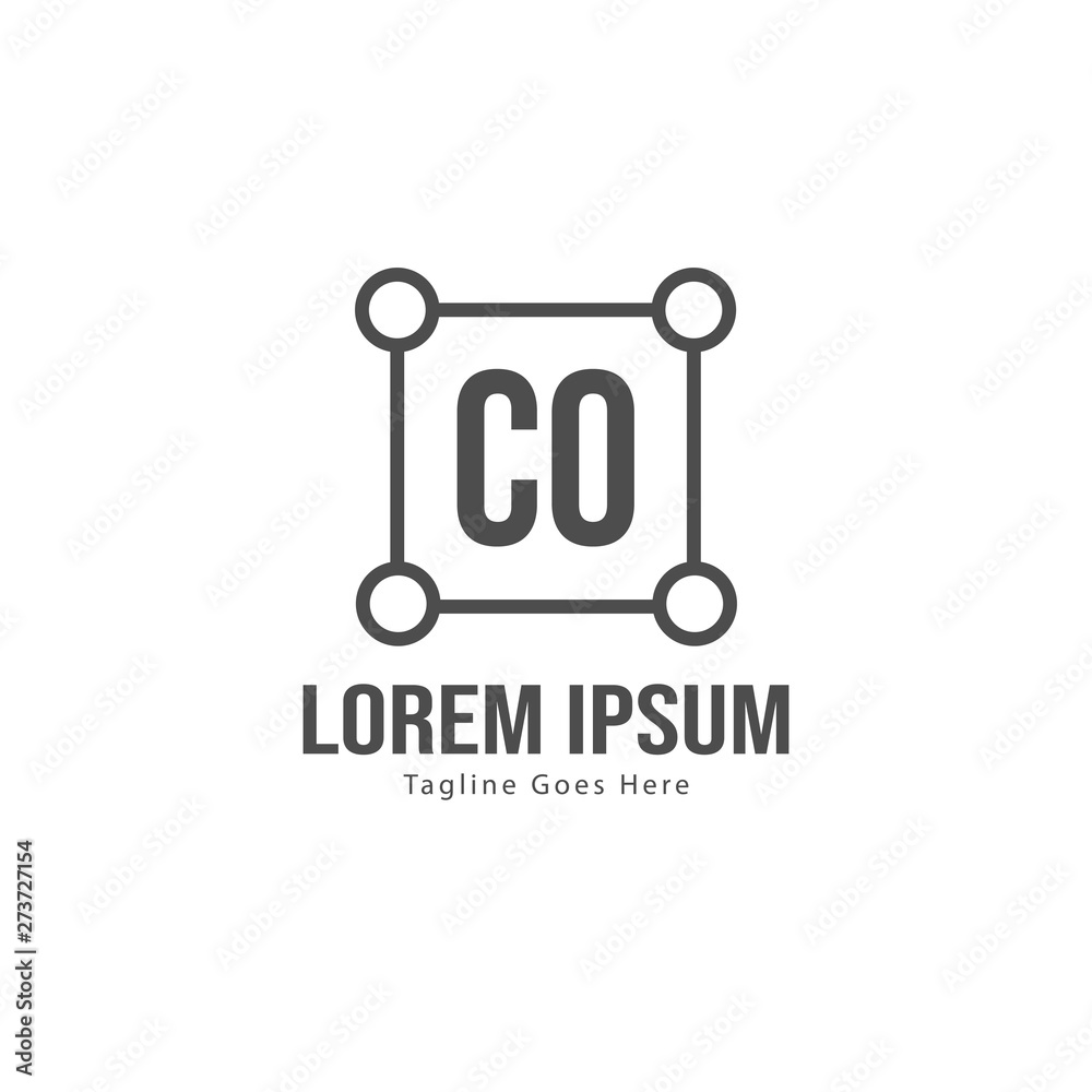 Initial CO logo template with modern frame. Minimalist CO letter logo vector illustration