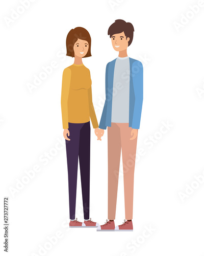 Wallpaper Mural young couple in white background avatar character Torontodigital.ca