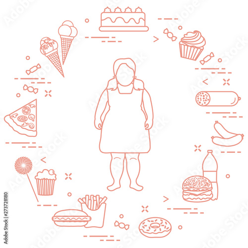 Harmful eating habits and fat girl.