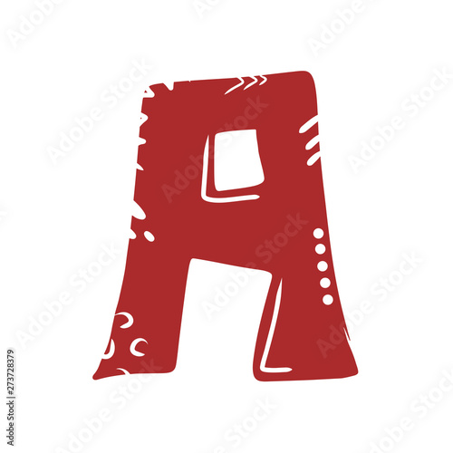 Letter A - abstract vector red font with cut dots, stripes, lines, spots. Abc, alphabet isolated on white background. Perfect illustrtion for your design - print, poster, card, logo, label