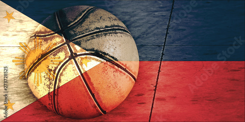 Flag of the Philippines and basketball ball.