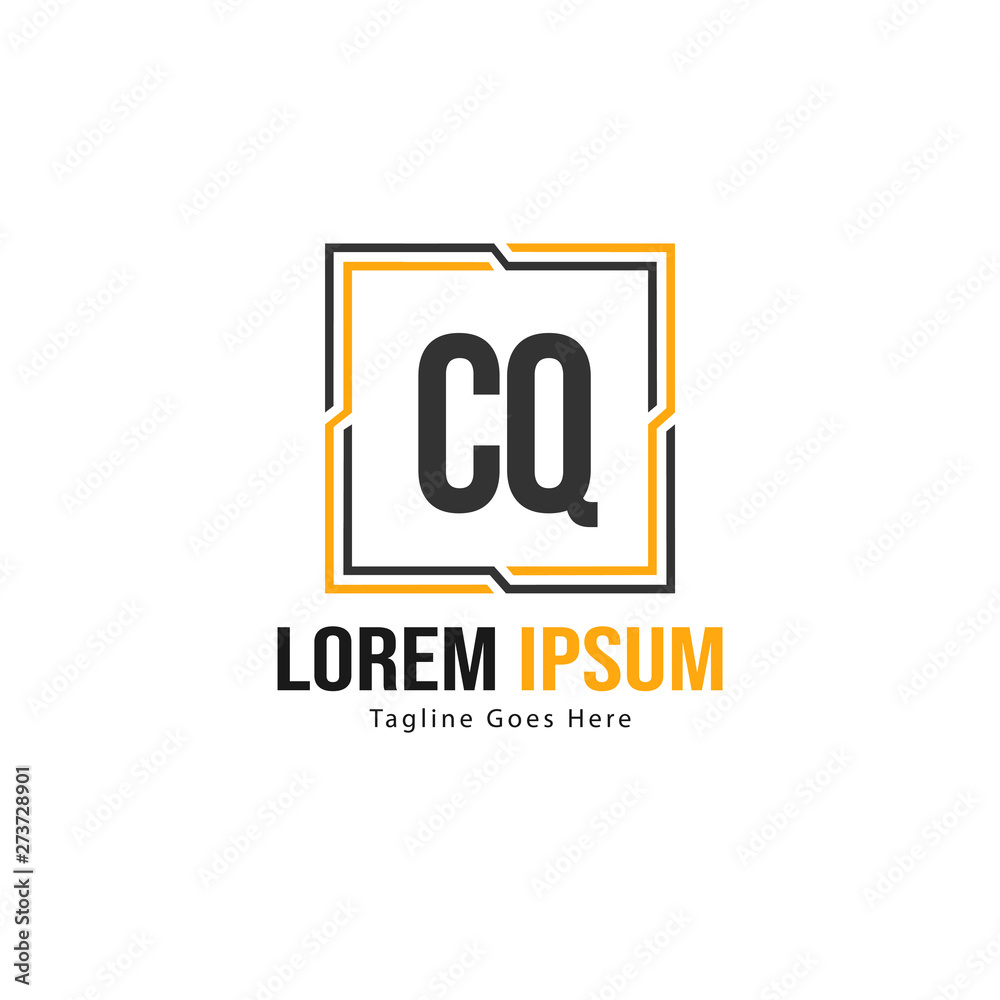 Initial CQ logo template with modern frame. Minimalist CQ letter logo vector illustration Initial CQ logo template with modern frame. Minimalist CQ letter logo vector illustration