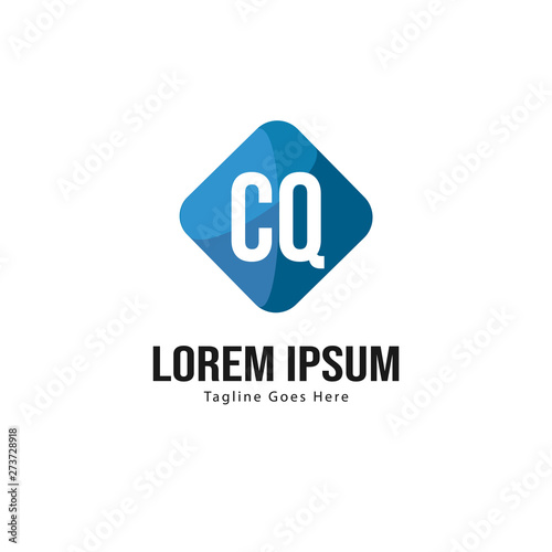 Initial CQ logo template with modern frame. Minimalist CQ letter logo vector illustration