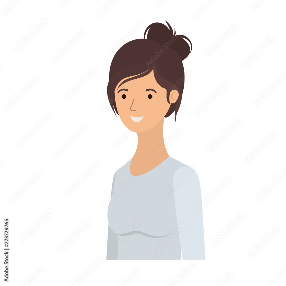 young woman in white background avatar character young woman in white background avatar character