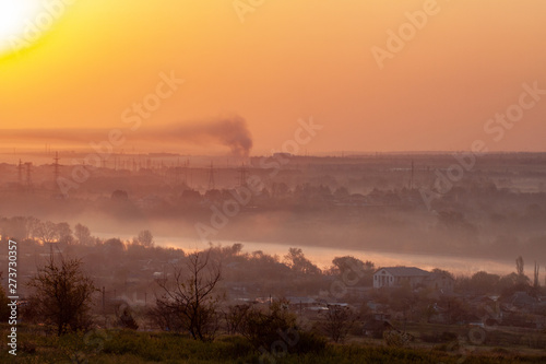 Beautiful soft sunrise on the river