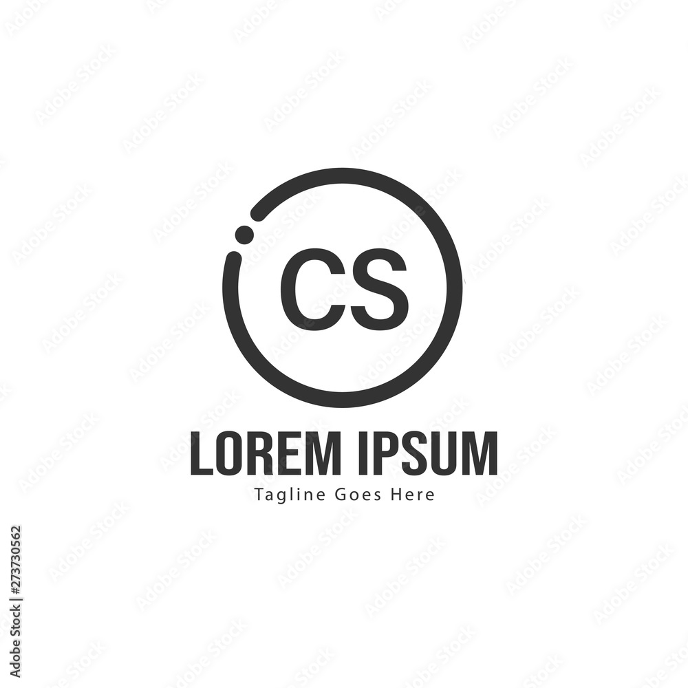 Initial CS logo template with modern frame. Minimalist CS letter logo vector illustration