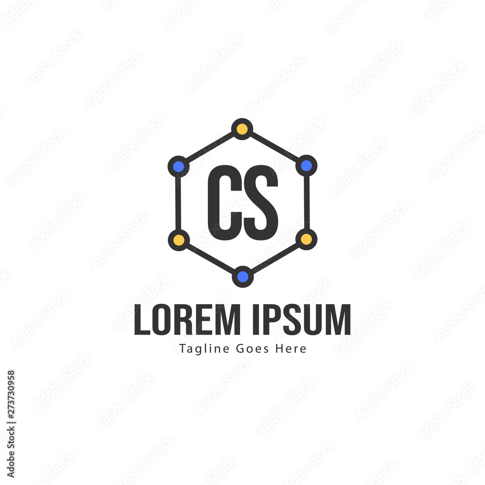 Initial CS logo template with modern frame. Minimalist CS letter logo vector illustration