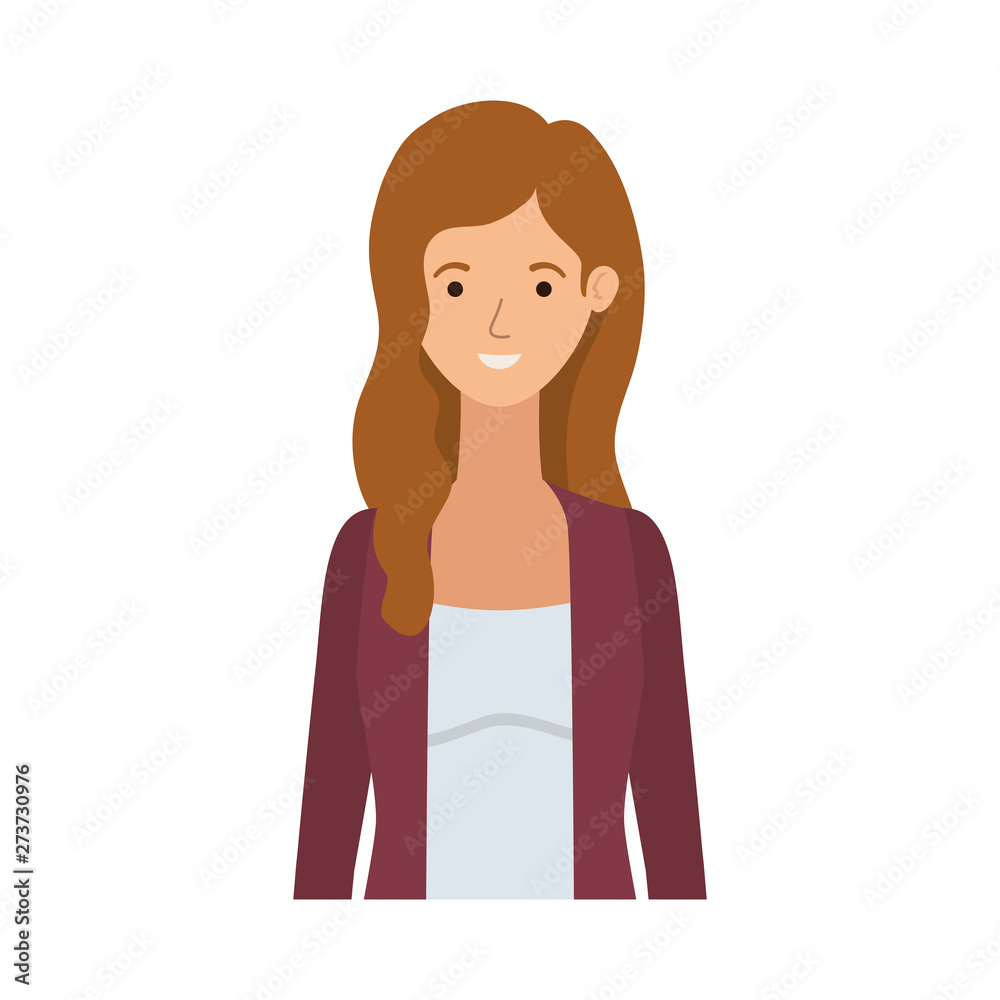 young woman in white background avatar character young woman in white background avatar character