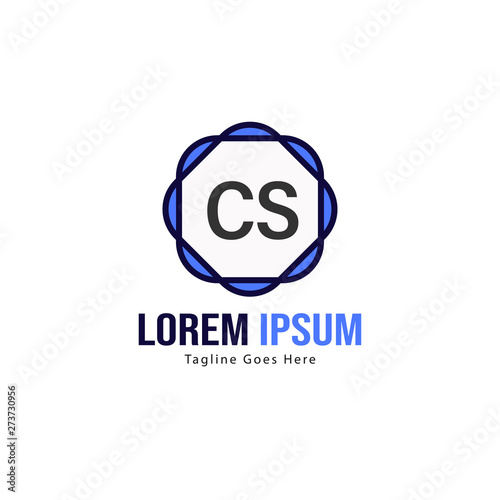 Initial CS logo template with modern frame. Minimalist CS letter logo vector illustration