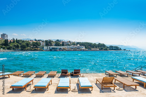 Split, Croatia, Adriatic coast, popular Bacvice beach, largest swimming resort in the city photo