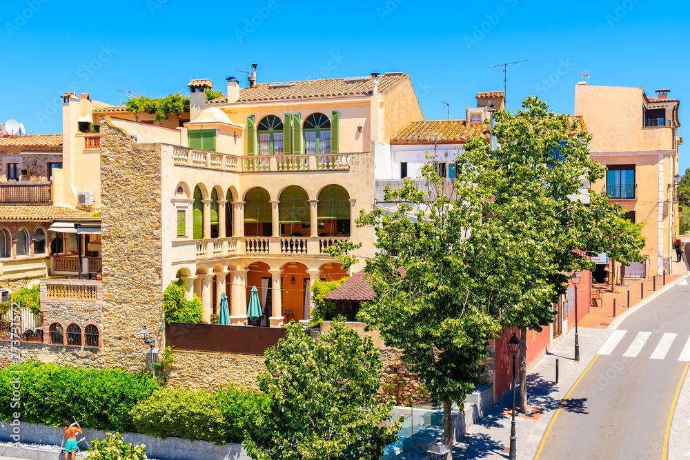 Street with beautiful architeture in Begur old town, Costa Brava, Spain