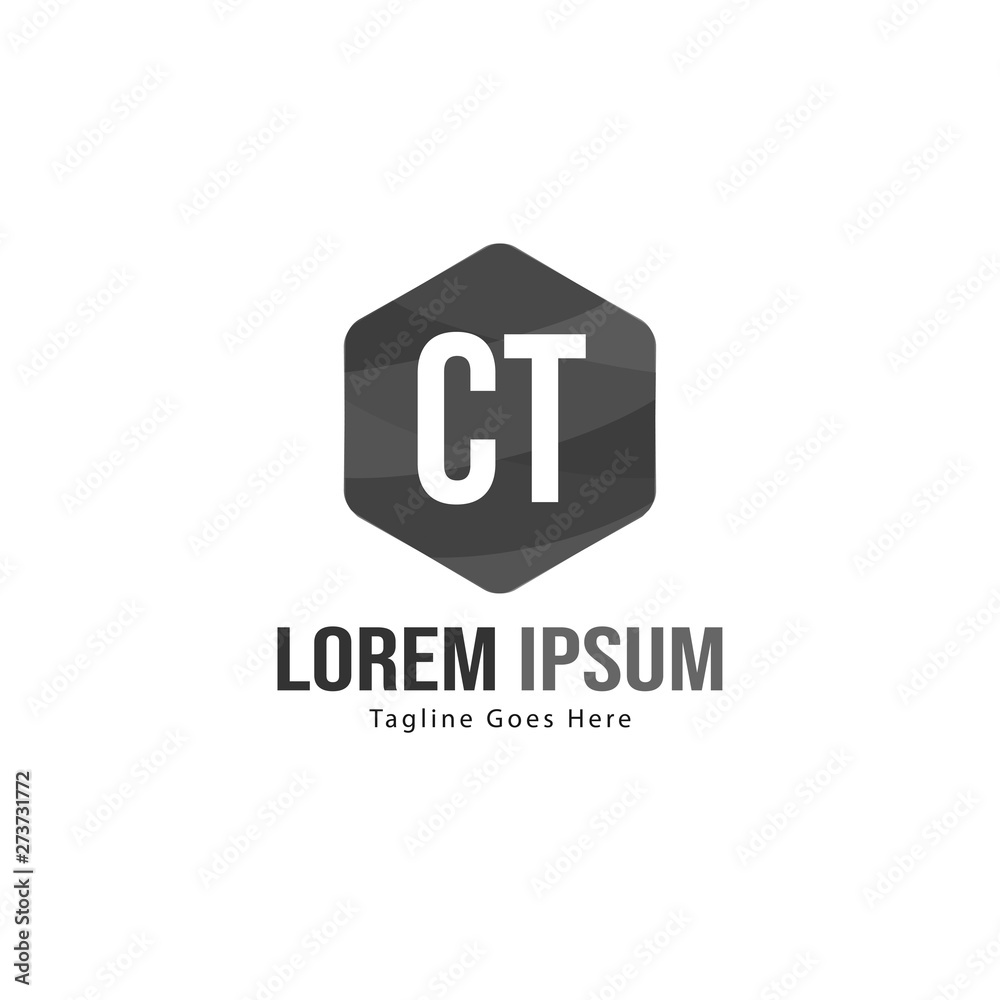 Initial CT logo template with modern frame. Minimalist CT letter logo vector illustration