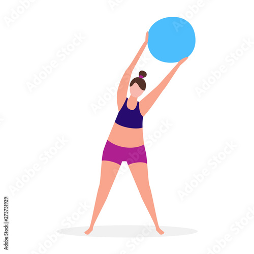 Woman with gymnastic ball. Healthy lifestyle concept.