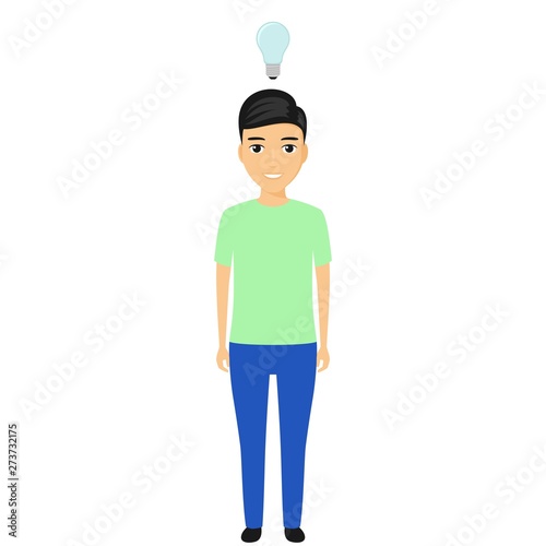 The guy has no new ideas, but he is not discouraged and continues to go ahead. Business. Vector illustration.