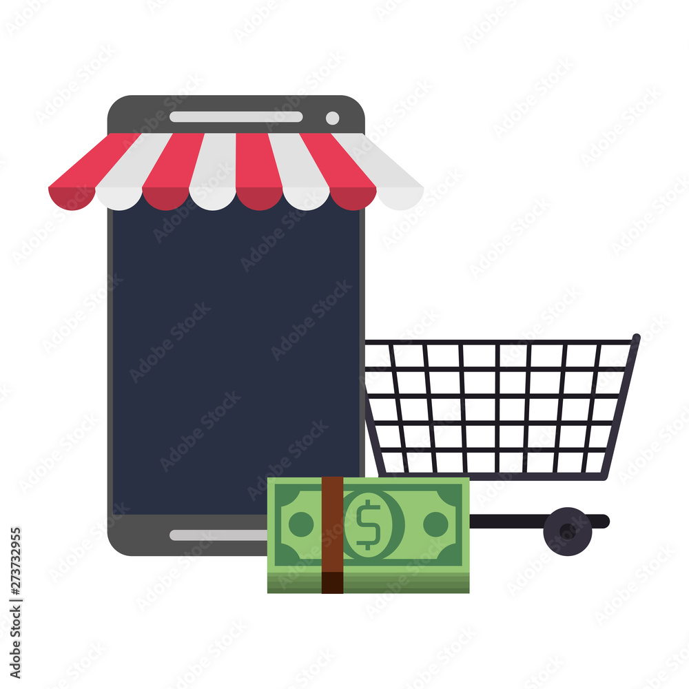 Online shopping and payment technology symbols Online shopping and payment technology symbols