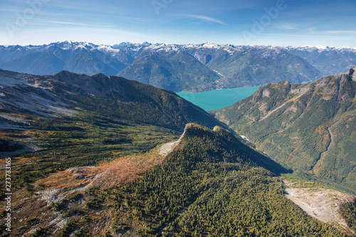 unique mountain land-forms above Harrison Lake, British Columbia. photo