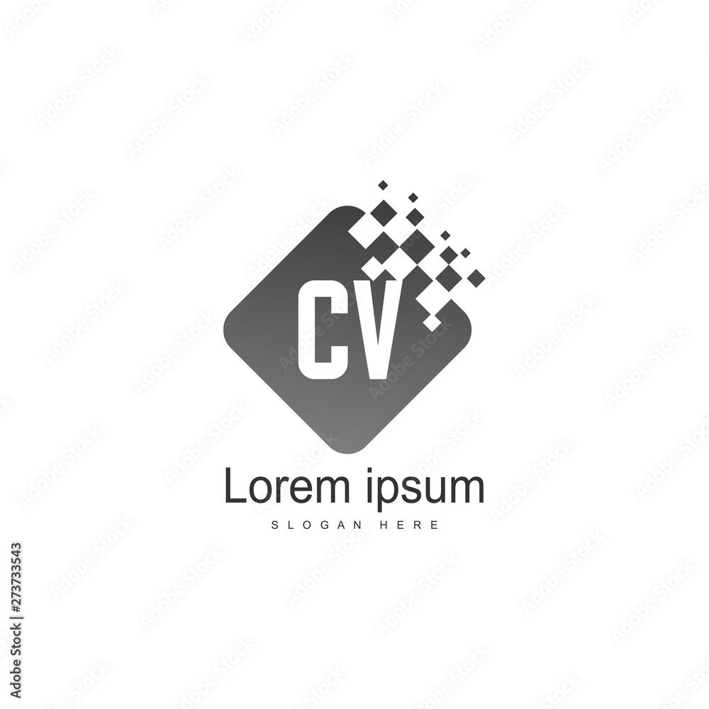 Initial CV logo template with modern frame. Minimalist CV letter logo ...
