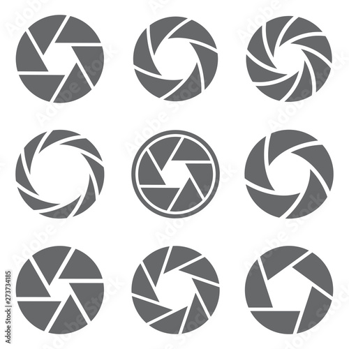 Camera shutter icons set. Vector