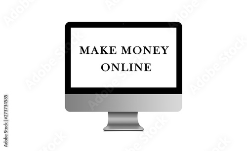 Make money online on laptop isolated on white background 3D illustration business concept icon