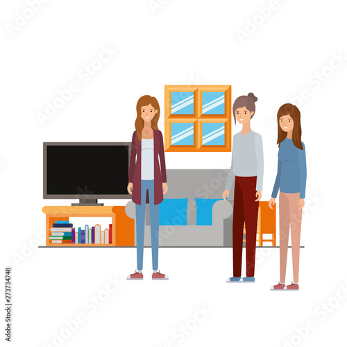 women standing in the work office with white background