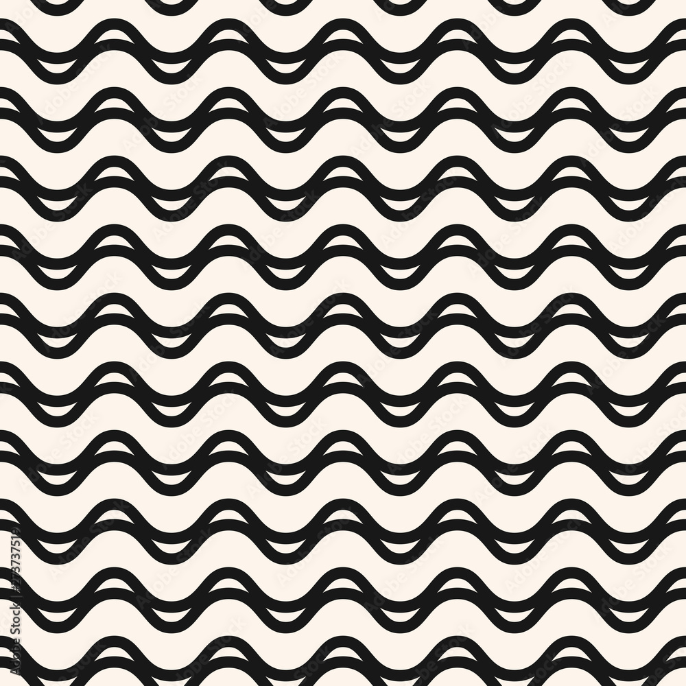 Vector monochrome seamless pattern with wavy lines, horizontal waves, stripes Vector monochrome seamless pattern with wavy lines, horizontal waves, stripes