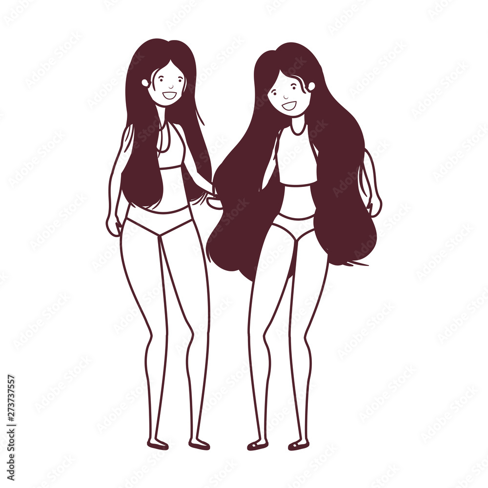 silhouette of women with swimsuit on white background silhouette of women with swimsuit on white background