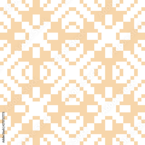 Vector geometric traditional folk ornament. Yellow and white seamless pattern