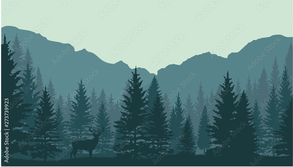 Forest landscape background. Vector illustration