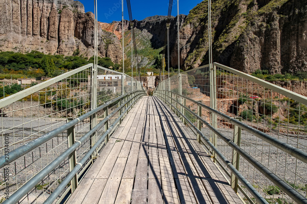 Fototapeta premium View on a bridge in Iruya, Argentina