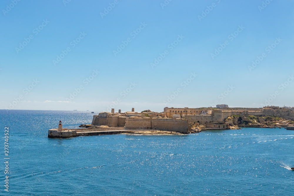 Ancient fortifications of Valletta, grand harbour Malta